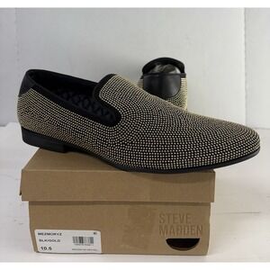 Steve Madden Men's Mezmoryz Slip On Loafers Gold/Black Studded Fashion Sz 10.5 M